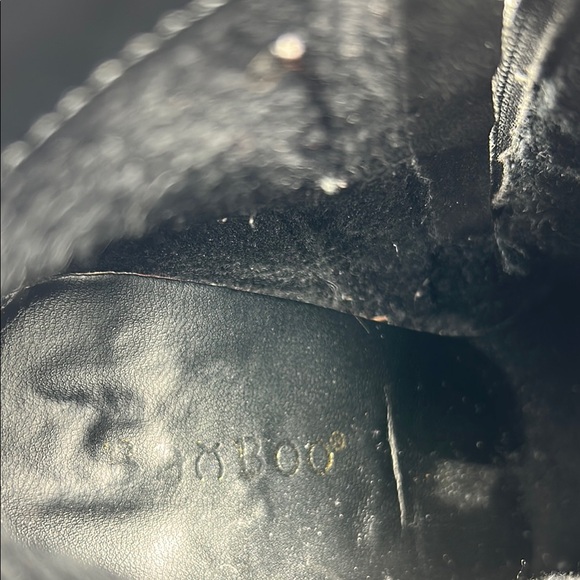 BAMBOO Faux Suede Ankle Boots Women's 9 Black Chunky Heel Booties Zip Almond Toe - Picture 10 of 16